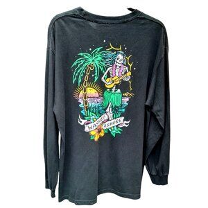 Vtg Retrofit Washed Ashore Skeleton Tropical Halloween Goth Size Large T-Shirt